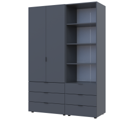 Шкаф для одежды Дорос Гелар графит 2-х дверный с пеналом 137,5 см