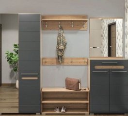 Модульная прихожая Мир Мебели Бьянко Дуб артизан / Графит