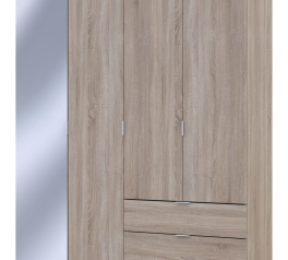 Шкаф для одежды Дорос Гелар дуб сонома 3-х дверный/Зеркало 155 см