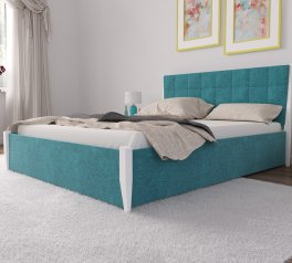 Ліжко двоспальне дерев'яне з м'якою вставкою з підйомним механізмом і нішею для білизни ЧДК Токіо масив Вільха 