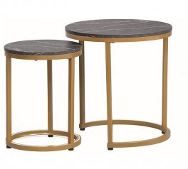 Журнальный столик Hola черный эффект мрамора/золото