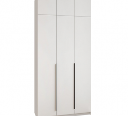 Шкаф Mebelstar Оскар трехдверный с антресолью и ящиками Белый снег 120 см