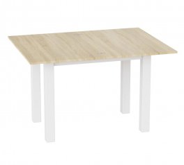 Стіл-трансформер Dinner Glass Дуб сонома/Білі ноги/Біле скло