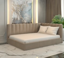 Ліжко м'яке двоспальне Лев Скандинавія з підйомним механізмом та нішею для білизни