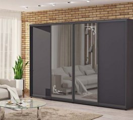 Шкаф-купе с зеркалом Комфорт мебель бронза графит 4 дверный 400 см