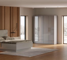 Модульная спальня Megi/Меги Миромарк Глянец шиншилла серый