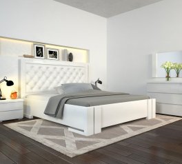 Ліжко дерев'яне з м'якою вставкою ArborDrev Амбер Білий Сосна / Бук