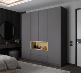 Шкаф для одежды с нишею Дорос Дейл 4 дверная с 2-мя ящиками графит 206 см