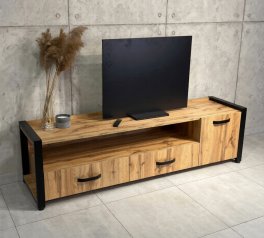 Тумба під ТВ LOFT Дуб Сонома / Чорний мат MebliRoMax