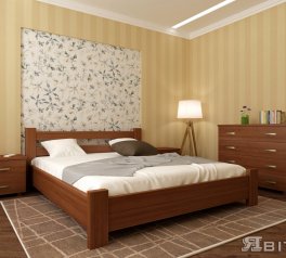 Ліжко двоспальне дерев'яне Явіто Селіна з підйомним механізмом та нішою для білизни Масив Вільха / Ясен / Дуб 