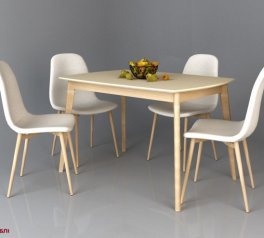 Стіл Exen II / Ексен II Інтарсіо Кремовий Розкладний 120/160 см