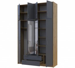 Шафа для одягу Дорос Ронді графіт з високою антресолею та дзеркалом 4 дверна 160 см