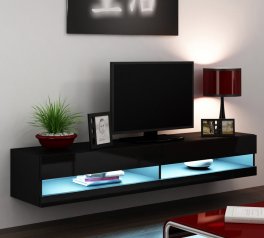 Тумба под ТВ Vigo / Виго RTV180 Чёрный/Чёрный глянец Cama Ширина 180 см