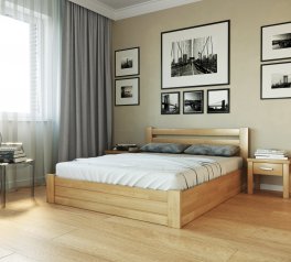 Ліжко дерев'яне Лев Жасмін з підйомним механізмом і нішею для білизни масив Бук