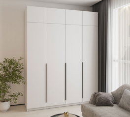 Шкаф Mebelstar Оскар четырехдверный с антресолью Белый снег 200 см