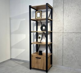 Стеллаж LOFT 600 1Д Дуб Сонома / Чёрный мат MebliRoMax