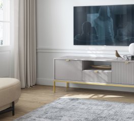 Тумба під ТВ Nova/Нова RTV154 Сірий золоті ніжки Perfect Home Ширина 154 см