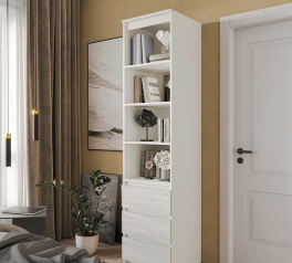 Шкаф Морели Т219 белый/бетон с полками и ящиками 50 см