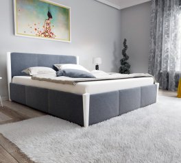 Ліжко двоспальне дерев'яне з м'якою вставкою з підйомним механізмом і нішею для білизни ЧДК Сеул масив Вільха 