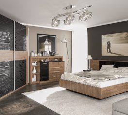 Модульная спальня Fiesta/Фиеста Mebel Service Дуб Април/Чёрный