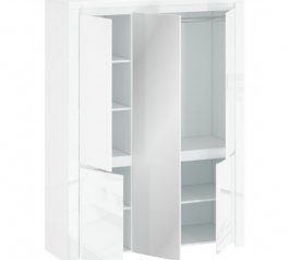 Шафка з дзеркалом Мебельбос 5d [F] 3 дверна білий глянець Lingo 151 см