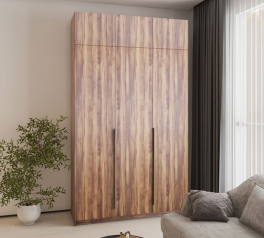 Шкаф Mebelstar Оскар трехдверный с антресолью и ящиками Дуб янтарный 150 см