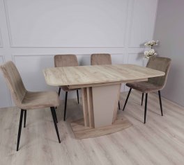 Стіл Avalon Інтарсіо Дуб Крафт Сірий/Латте Розкладний 140/180 см