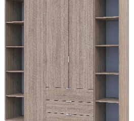 Шкаф Дорос Гелар дуб сонома с 2 Этажерками 3-х дверный 192,6 см