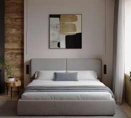 Ліжко м'яке двоспальне Woodsoft Catania II / Катанія II з підйомним механізмом та нішею для білизни