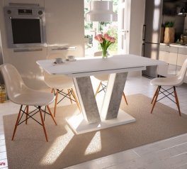 Стіл Torino White / Торіно Аляска Інтарсіо Біла аляска РЕ/Індастріал Розкладний 140/180 см