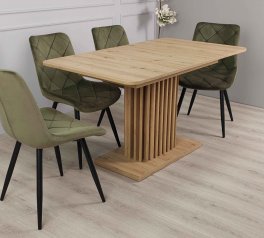 Стіл Cassandra Інтарсіо Дуб Артизан/Чорний Розкладний 140/180 см