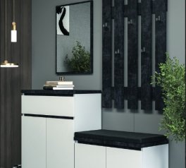 Модульная прихожая Мир Мебели Мия Нимфея альба / Бетон тёмный