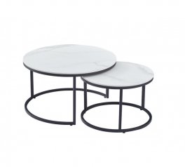 Журнальный столик FLORIDA A Интарсио белый глянец эф.мрамора/черный 80 см