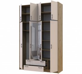 Шафа для одягу Дорос Ронді кашемір з високою антресолею та дзеркалом 4 дверна 160 см
