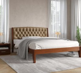 Кровать деревянная с мягкой вставкой ArborDrev Алекс Сосна / Бук