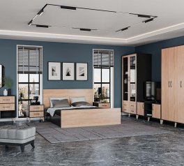 Модульная спальня Foks/Фокс Киевский Стандарт Антрацит/Дуб Сонома