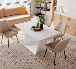 Стол Edmund (140-200 см) Snow White Matt / White legs