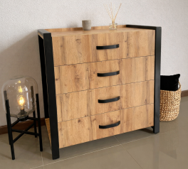 Комод LOFT 4Ш Дуб Сонома / Чорний мат MebliRoMax