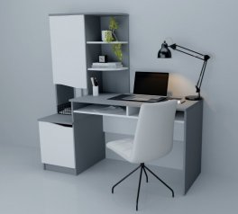 Комп'ютерний стіл Gaston Інтарсіо Біла Аляска/Графіт 155 см