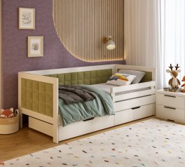 Детская кровать деревянная с мягкой вставкой DrevKO Амелия