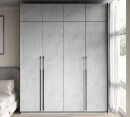 Шкаф Морели R-0020 Рамо 4 дверный бетон тефра со штангой и полками 197 см