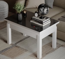 Стіл-трансформер B-Fly Glass Білий діамант/Білі ноги/Графітове скло