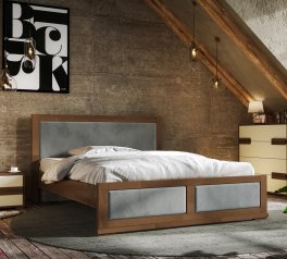 Кровать деревянная с мягкой вставкой ArborDrev Тренд Сосна / Бук