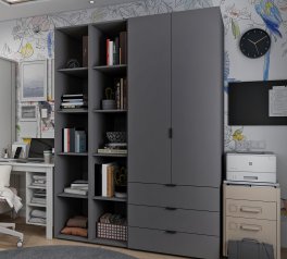 Шкаф Дорос Гелар графит с 2 Этажерками 2-х дверный 153,9 см