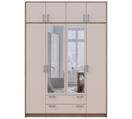 Шафа для одягу Дорос Ронді кашемір з дзеркалом та антресолею 4 дверна 160 см