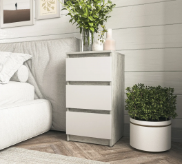 Тумба прикроватная бетон/белый Т216