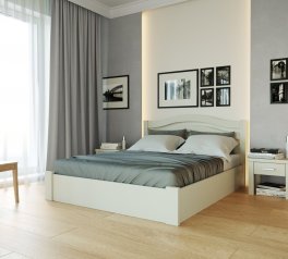 Ліжко дерев'яне Лев Афіна Нова з підйомним механізмом і нішею для білизни масив Бук Білий