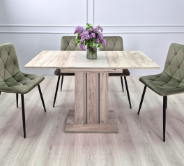 Стіл обідній POLAR D/G Інтарсіо Дуб крафт сірий / Глиняний сірий Розкладний 100/135 см 