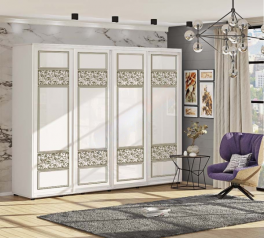 Шкаф-купе Комфорт мебель Валенсия крашеный высокий глянец 4 дверный 400 см