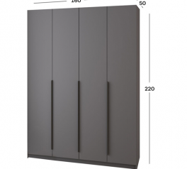 Шафа Mebelstar Оскар чотирьохдверна 160 см Антрацит 160 см